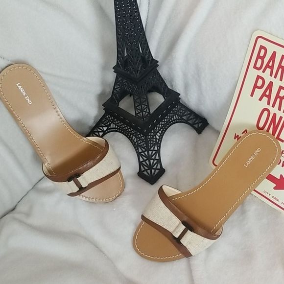 Lands' End Shoes - Lands End Linen and Tortoise Shell Sandal- Sz 7.5